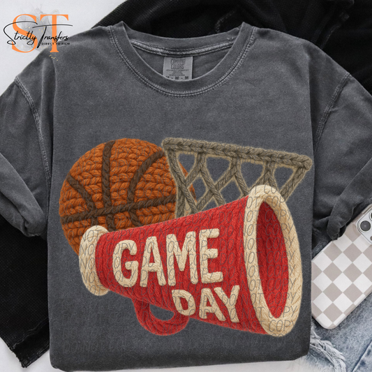 Game Day Basketball Megaphone Faux Yarn  - 9 colors Direct to Film Transfers