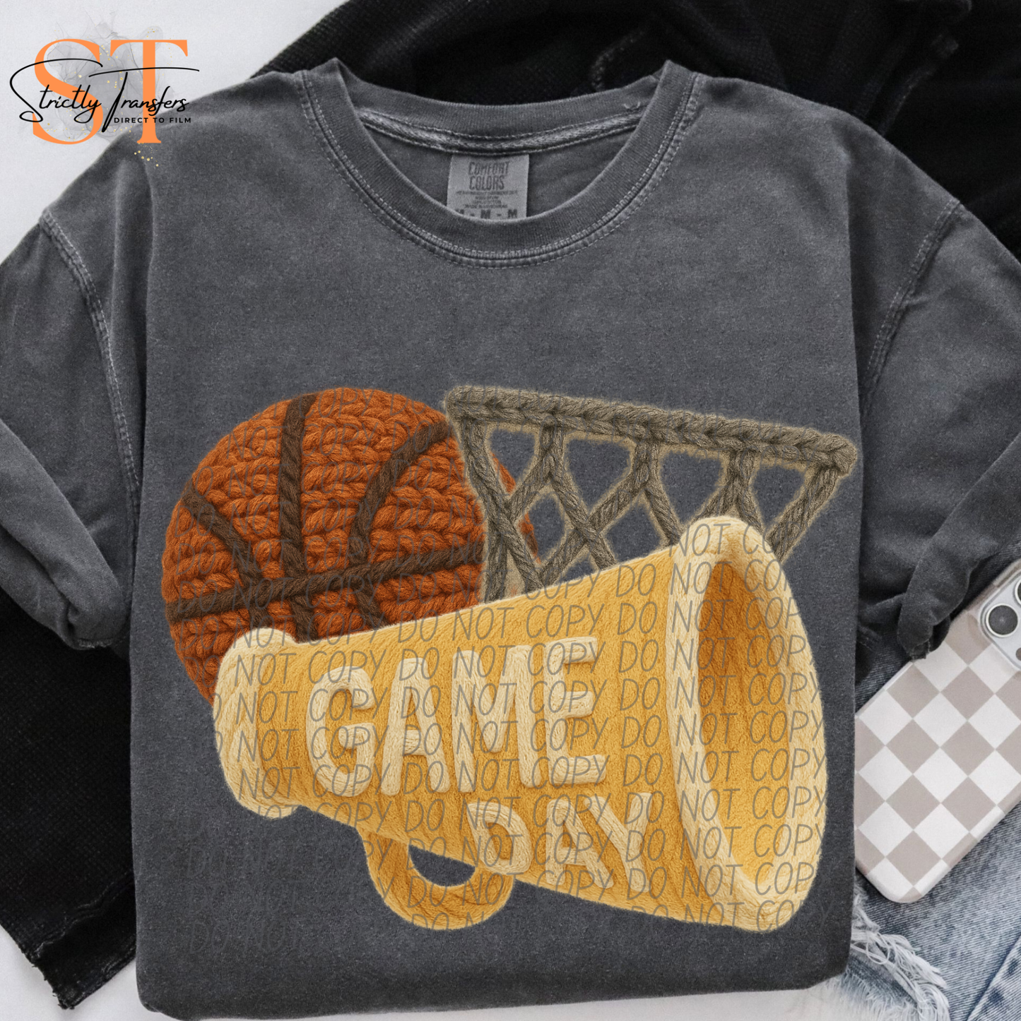 Game Day Basketball Megaphone Faux Yarn  - 9 colors Direct to Film Transfers