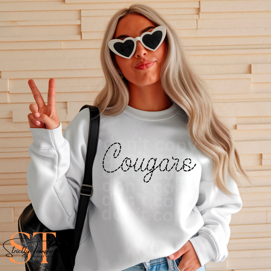 Cougars Faux Stitched Direct to Film Transfers