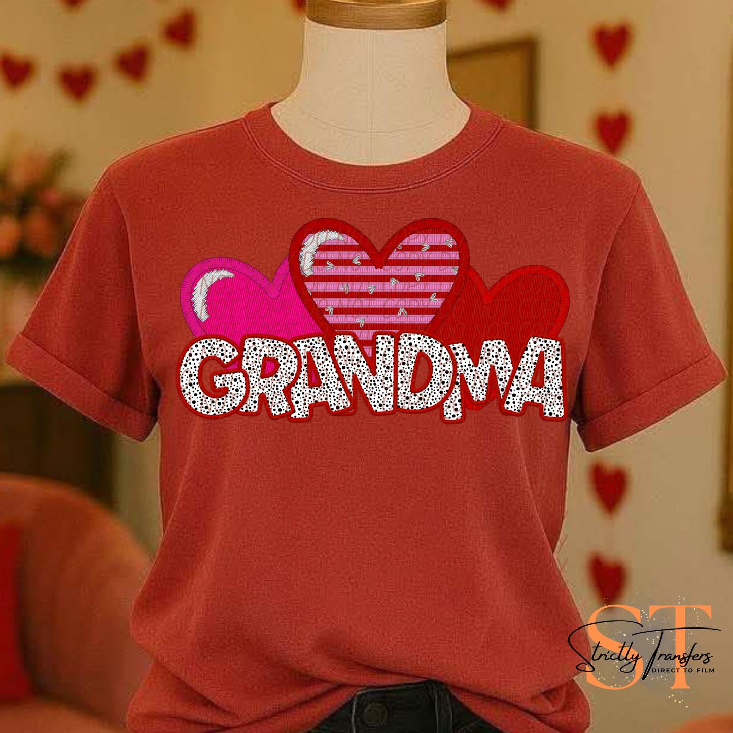 Valentine Faux Stitch Names Direct to Film Transfers