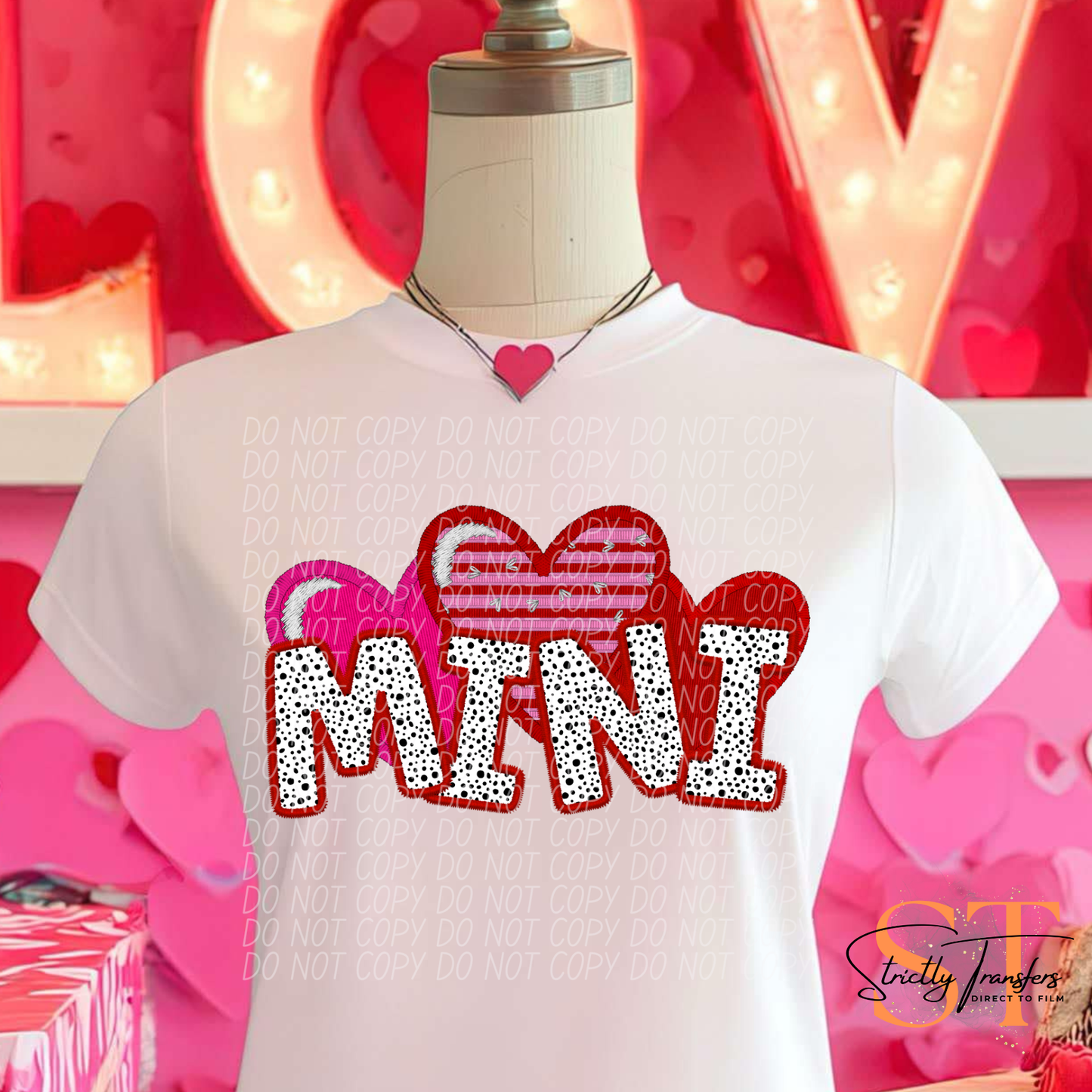 Valentine Faux Stitch Names Direct to Film Transfers