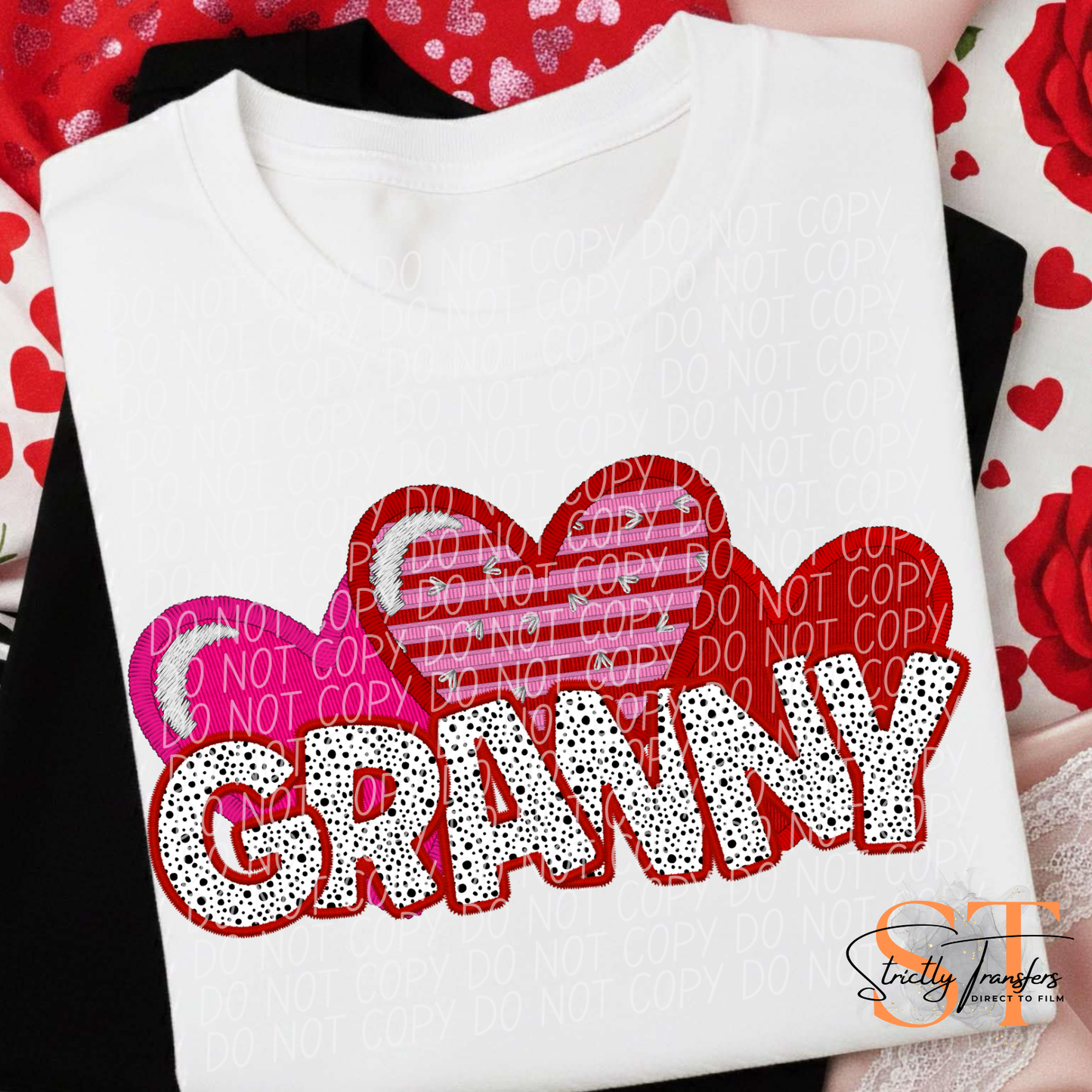Valentine Faux Stitch Names Direct to Film Transfers