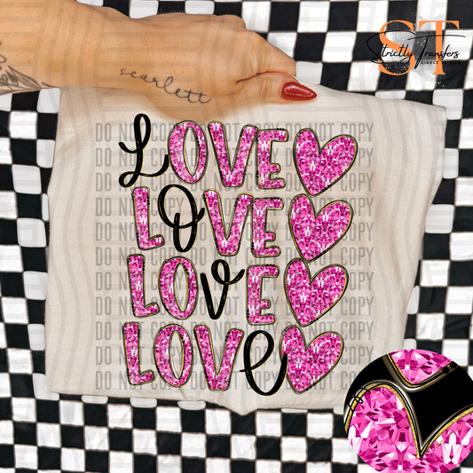 Diamond Stacked Love - 4 Colors Direct to Film Transfers
