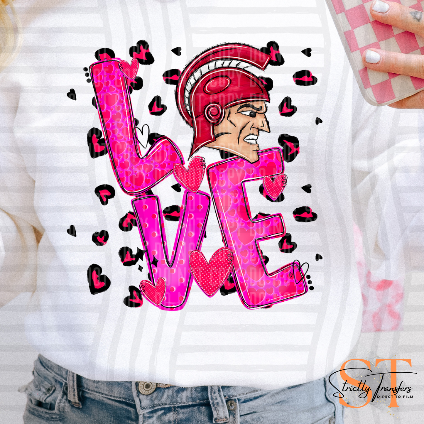 Trojans Love Mascot Direct to Film Transfers