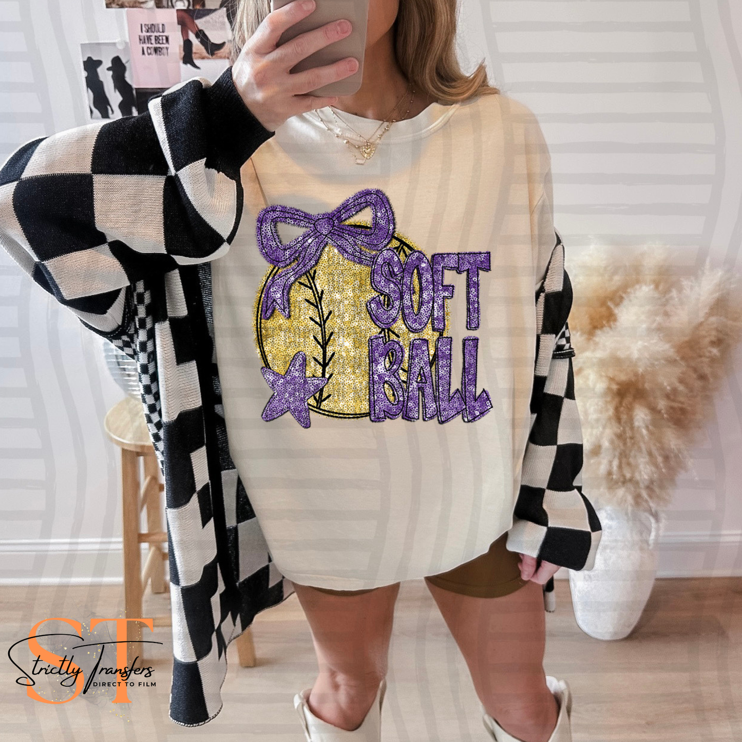 Softball Faux Sequin Direct to Film Transfers