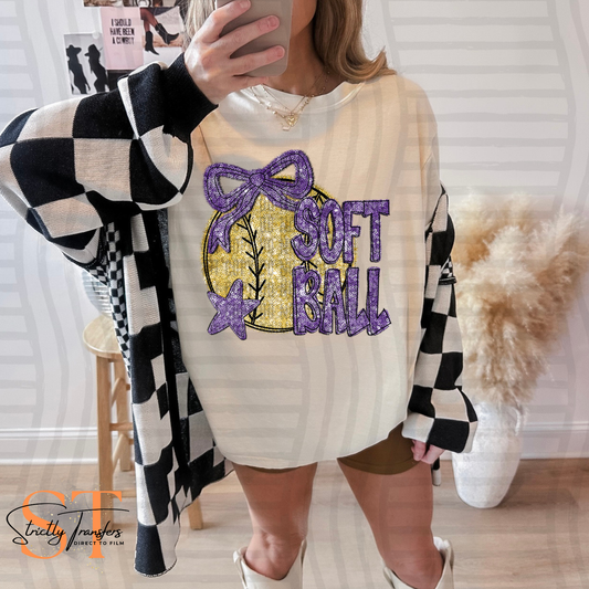 Softball Faux Sequin Direct to Film Transfers