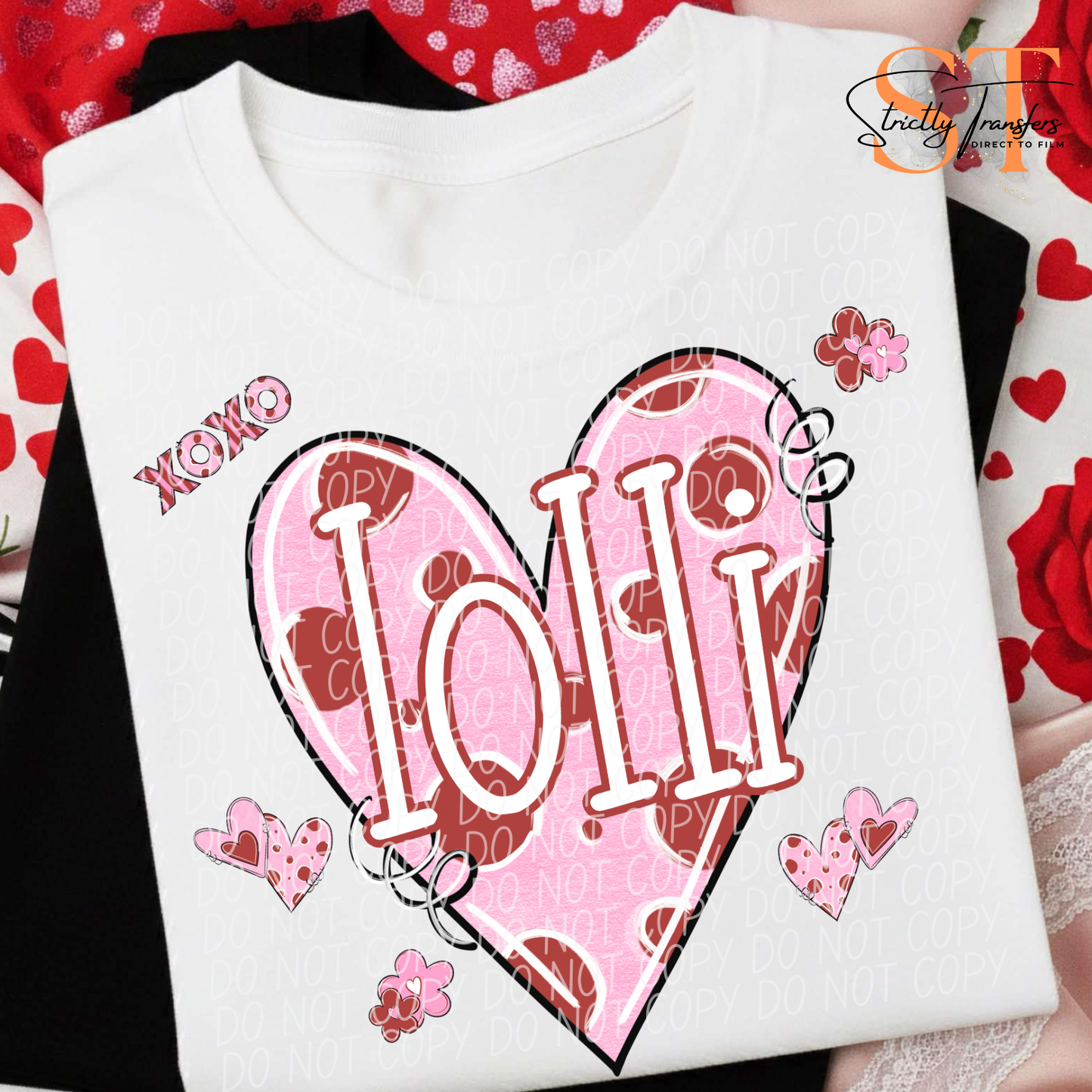 Valentine Heart Names- 11 options Direct to Film Transfers