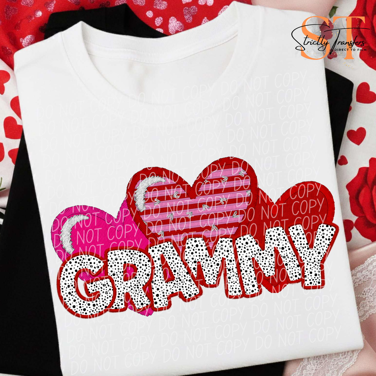 Valentine Faux Stitch Names Direct to Film Transfers