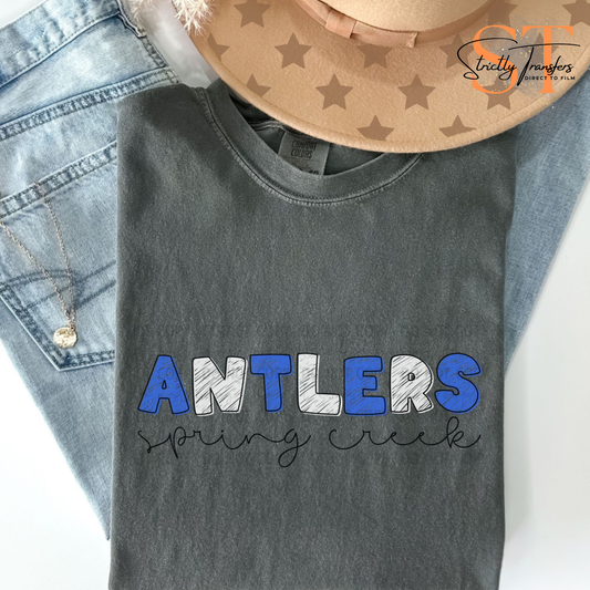 Antlers Doodle Mascot Direct to Film Transfers