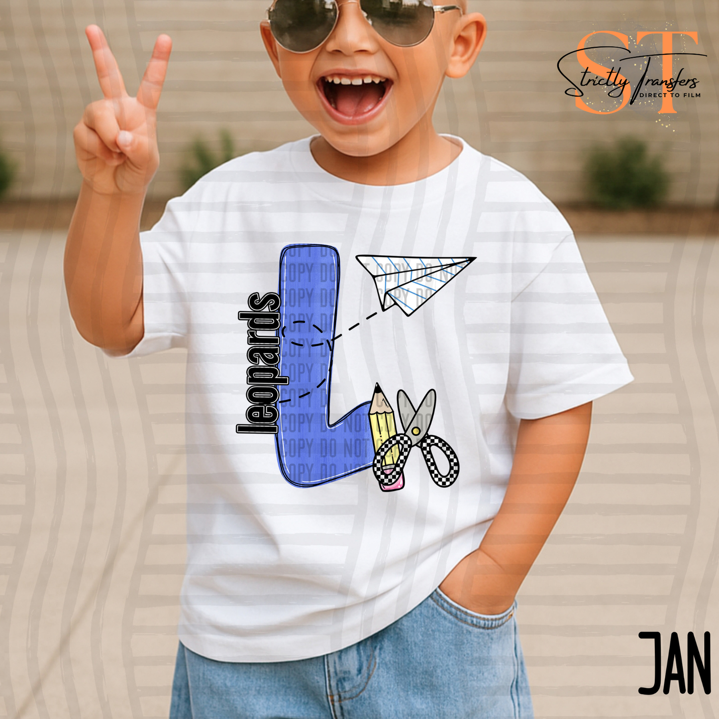 Leopards School Initials Direct to Film Transfers