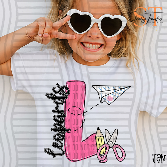 Leopards School Initials Direct to Film Transfers