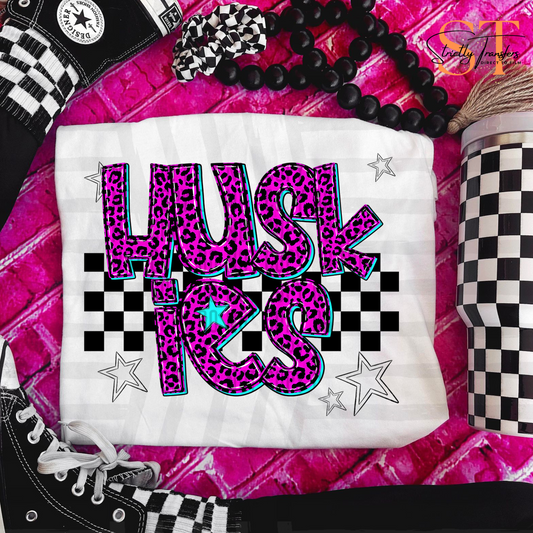 Huskies Pink Leopard Neon Direct to Film Transfers