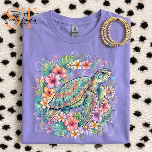 Floral Sea Turtle Direct to Film Transfers