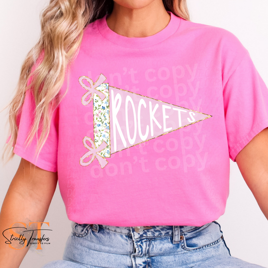 Rockets Pink Flag Direct to Film Transfers