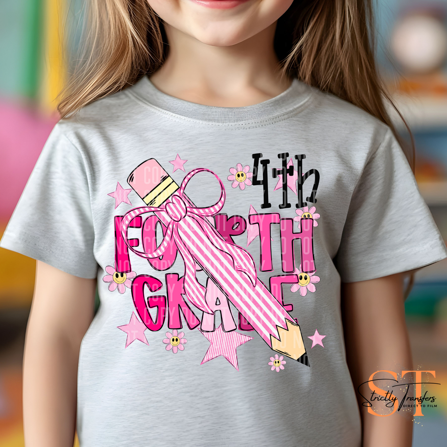 Pink Pencil Grade Levels Direct to Film Transfers