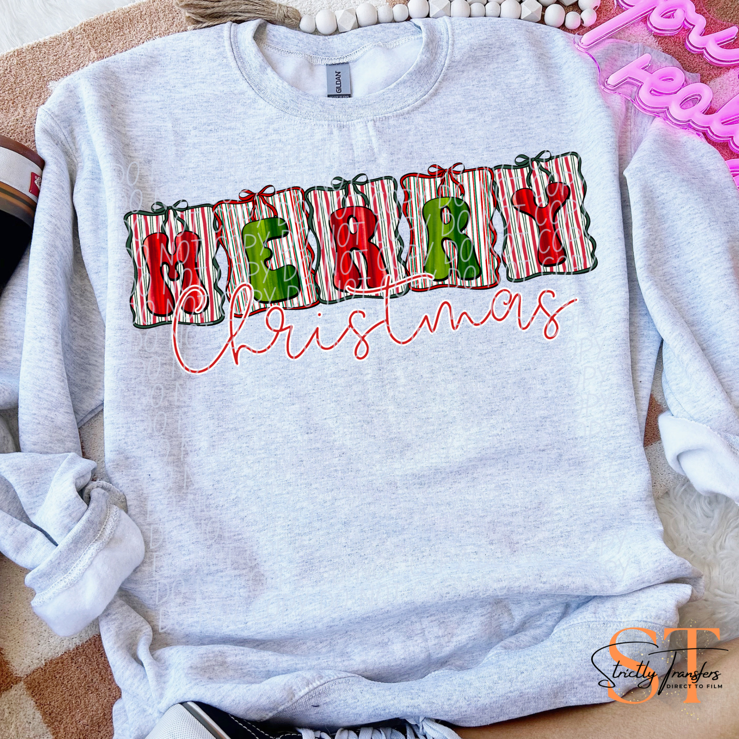 Merry Christmas Banner - Multiple Options Direct to Film Transfers