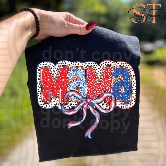 Patriotic Mama with bow Direct to Film Transfers