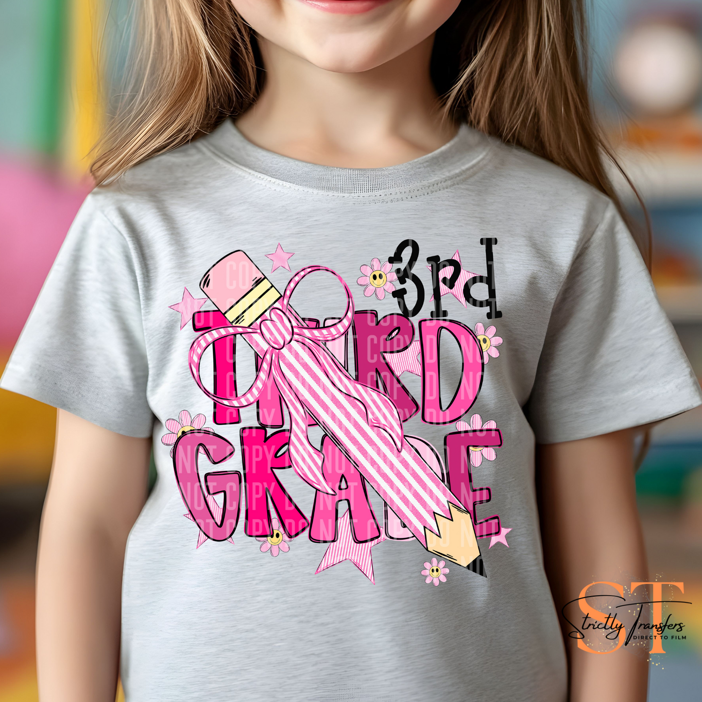 Pink Pencil Grade Levels Direct to Film Transfers