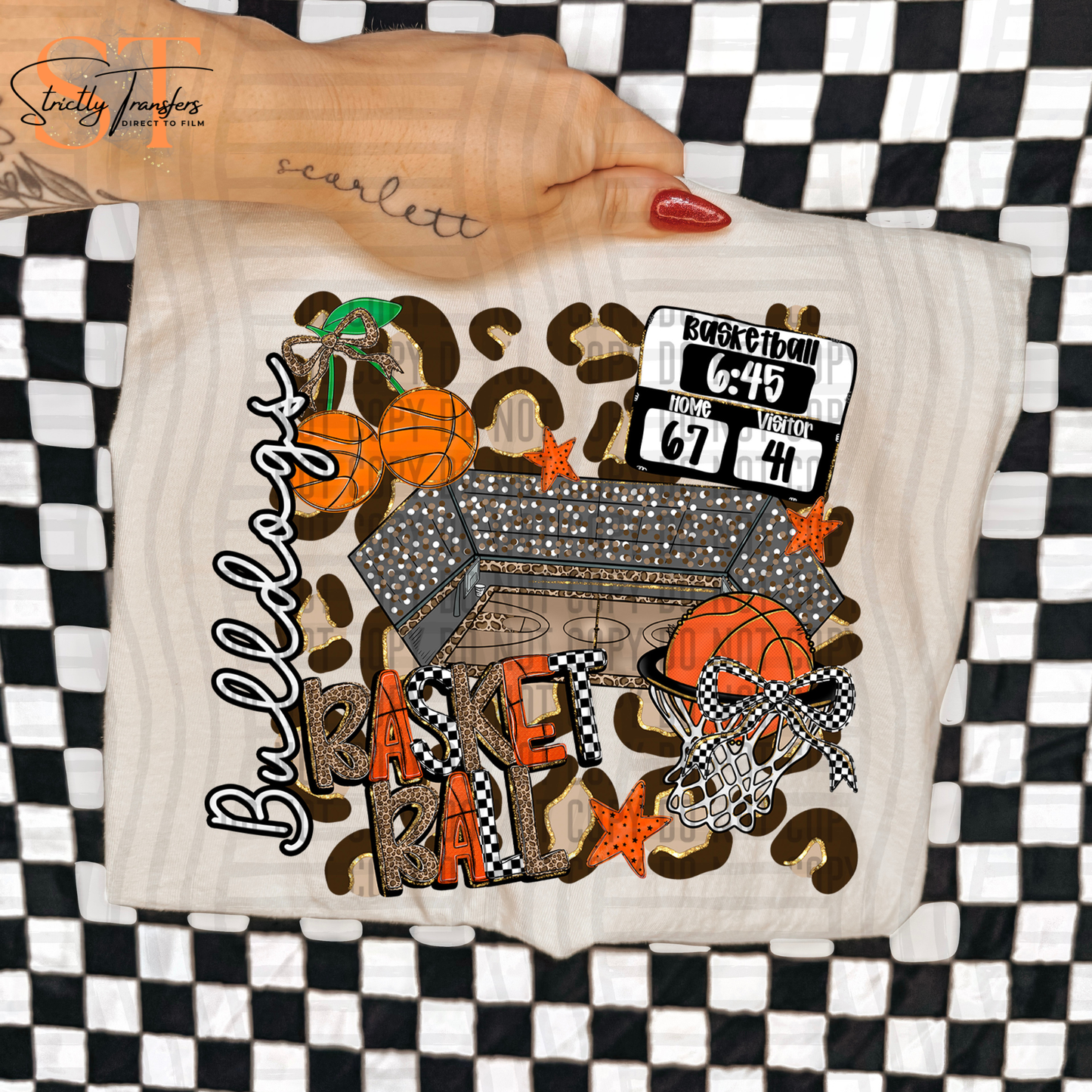 Bulldogs Leopard Basketball Collage Direct to Film Transfers