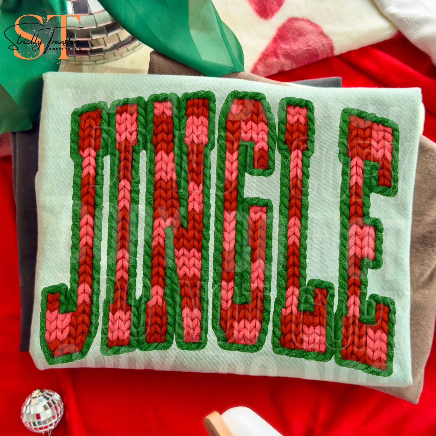 Jingle Checkered Direct to Film Transfers