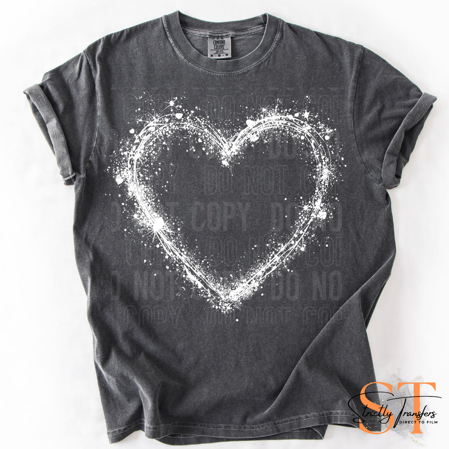 White Splatter Heart Direct to Film Transfers