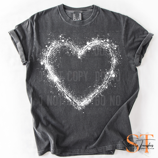 White Splatter Heart Direct to Film Transfers