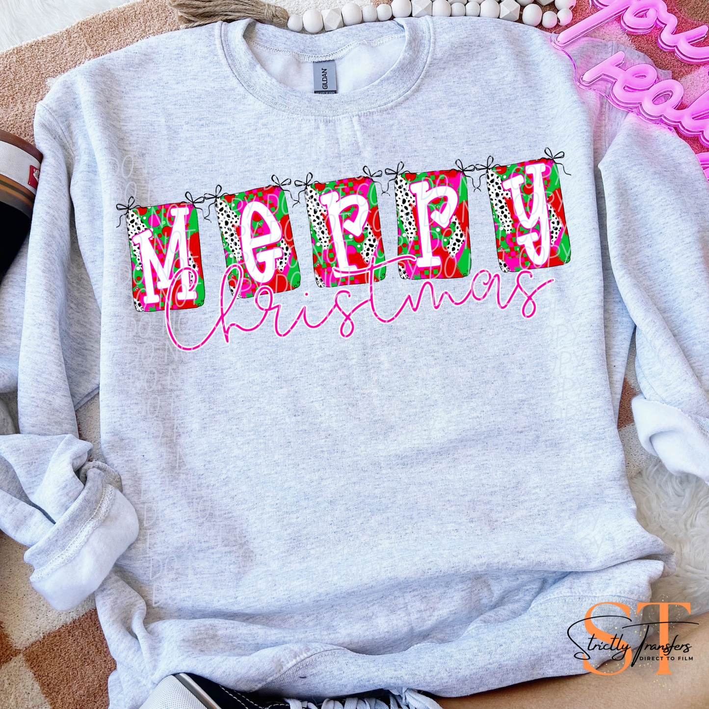 Merry Christmas Banner - Multiple Options Direct to Film Transfers