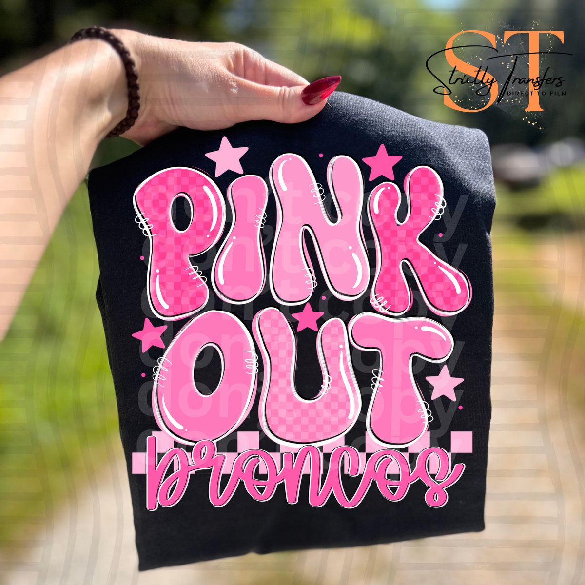 Pink Out Bubble Mascots Direct to Film Transfers