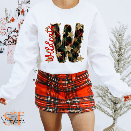 Wildcats Christmas Plaid Direct to Film Transfers