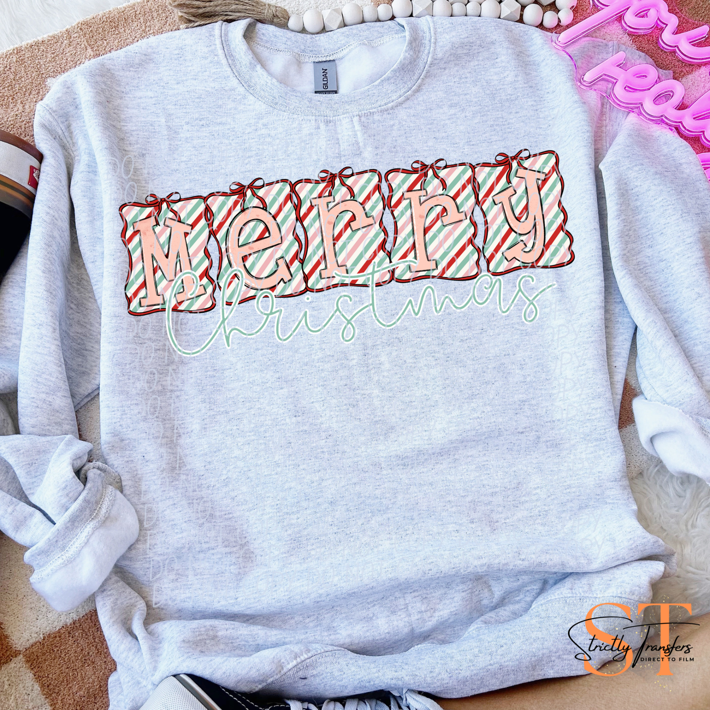 Merry Christmas Banner - Multiple Options Direct to Film Transfers