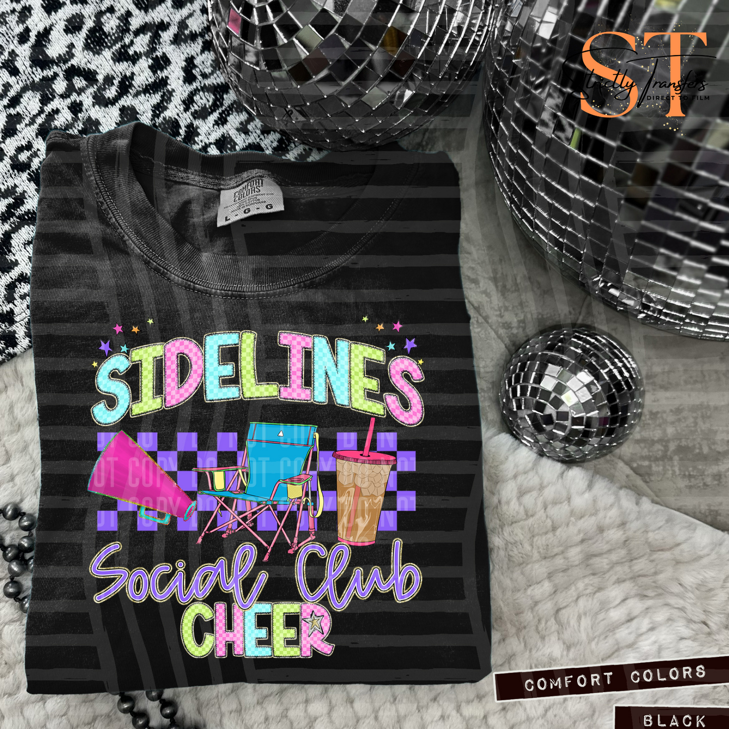 Sidelines Social Club Cheer - 2 options Direct to Film Transfers