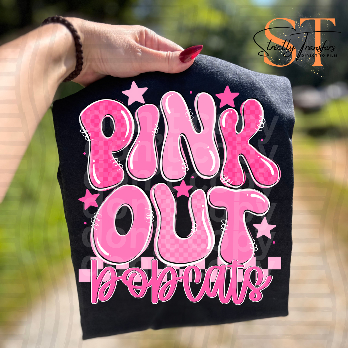 Pink Out Bubble Mascots Direct to Film Transfers