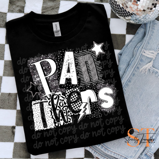 Panthers Black & White Collage Direct to Film Transfers