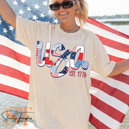 USA Plaid Direct to Film Transfers
