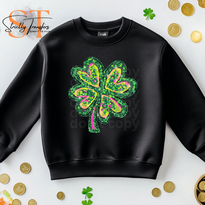 St. Patrick's Day Shamrock Faux Glitter Direct to Film Transfers