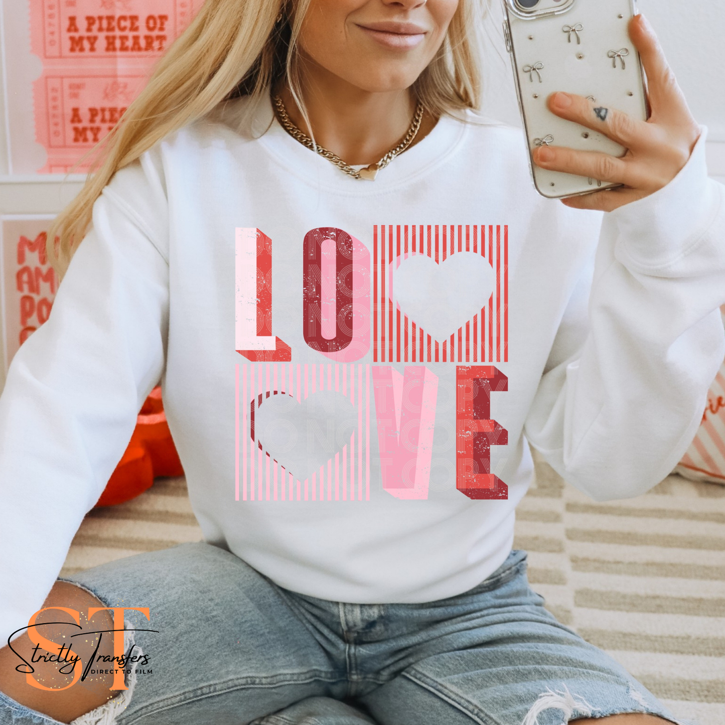 Love Striped Direct to Film Transfers