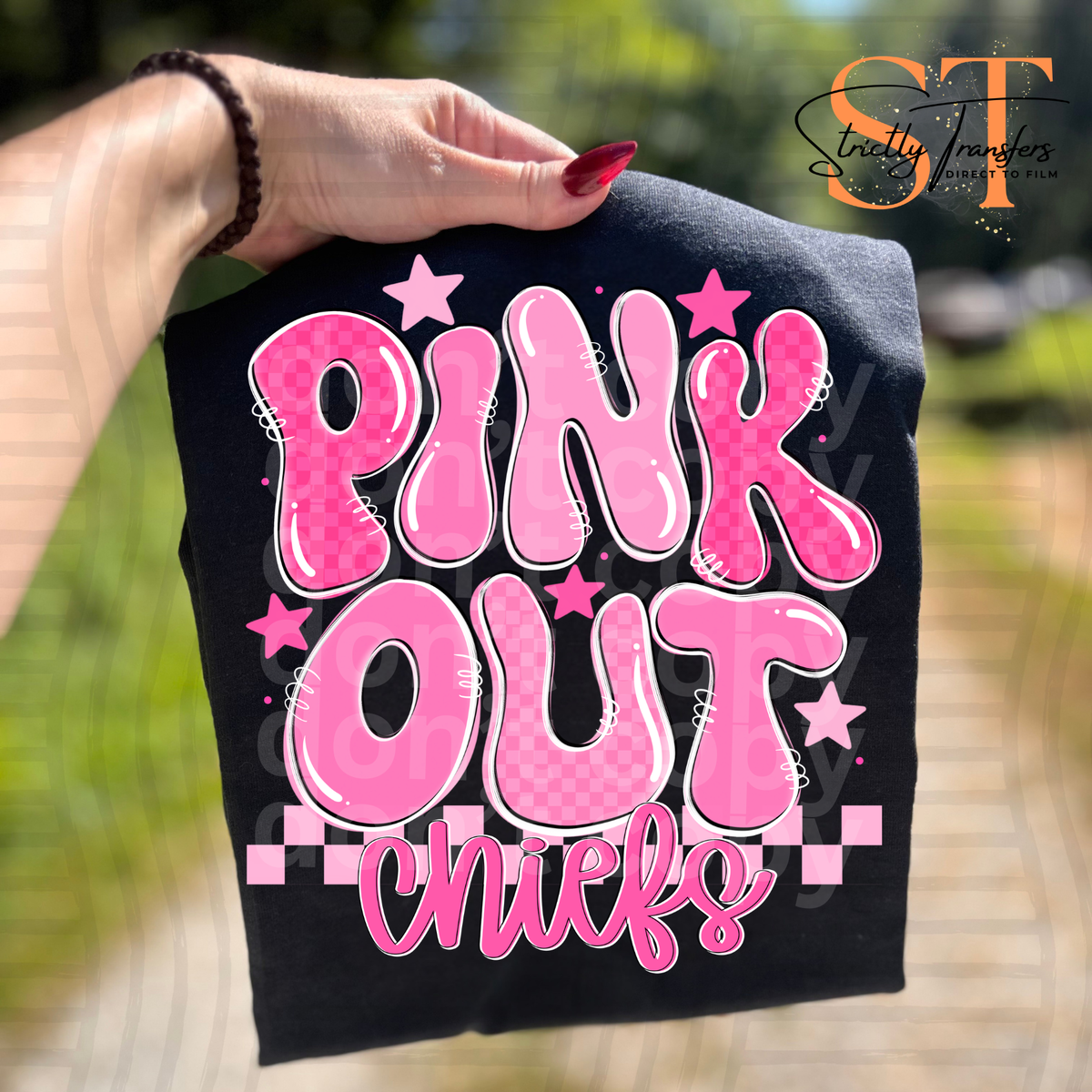 Pink Out Bubble Mascots Direct to Film Transfers
