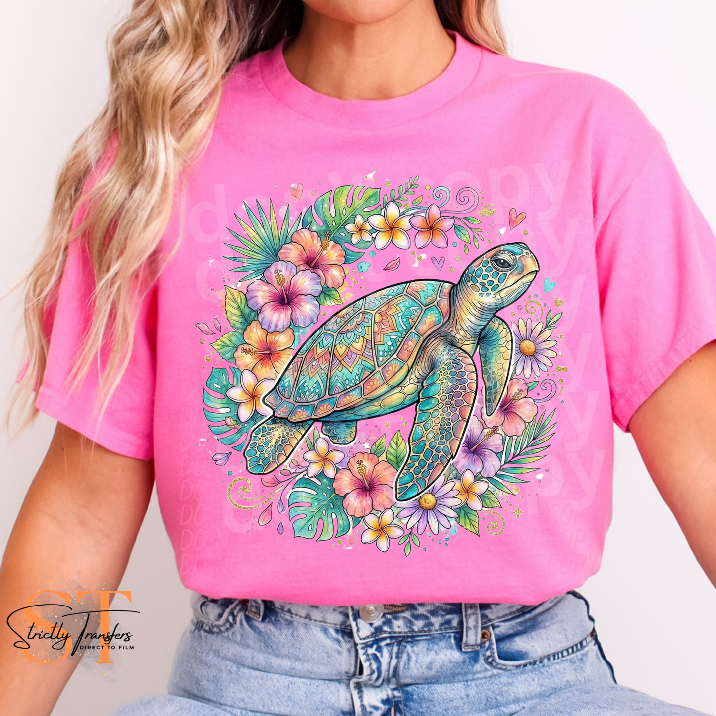 Floral Sea Turtle Direct to Film Transfers