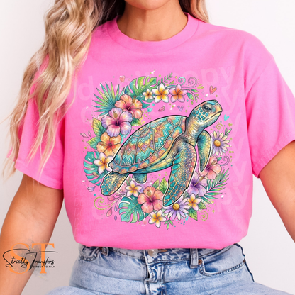 Floral Sea Turtle Direct to Film Transfers