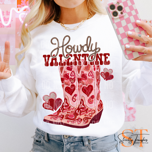 Howdy Valentine Boots Direct to Film Transfers