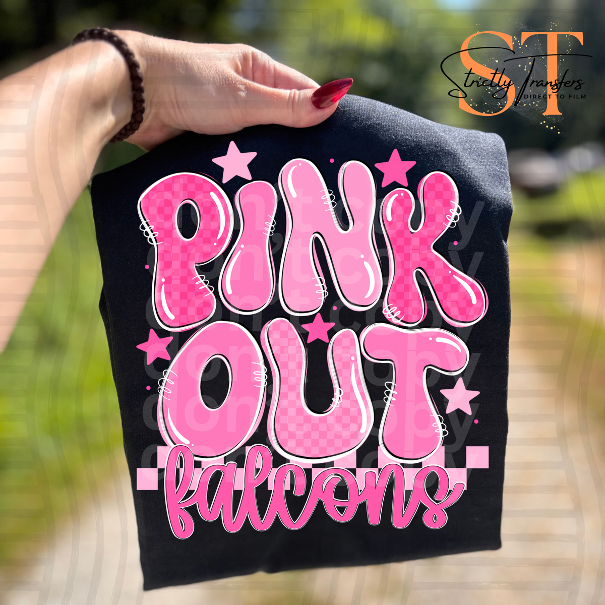 Pink Out Bubble Mascots Direct to Film Transfers