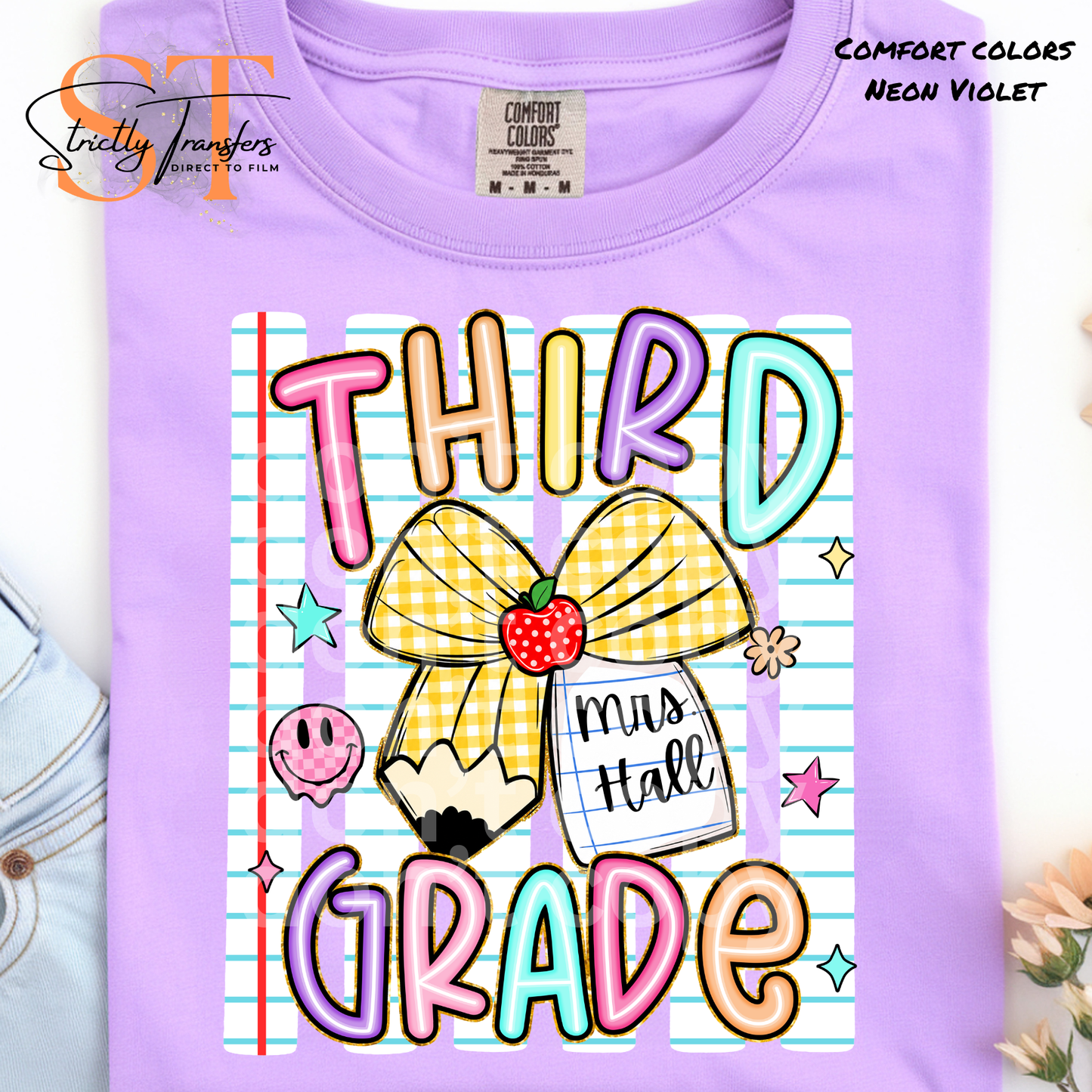 Personalized Pencil Grade Levels - Multiple Options Direct to Film Transfers