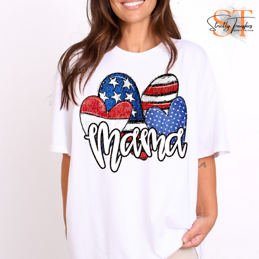 Patriotic Mama Hearts Direct to Film Transfers