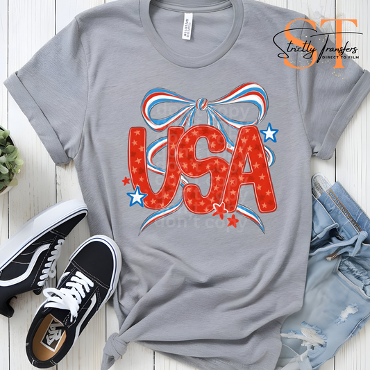 Red USA with Coquette Bow Direct to Film Transfers
