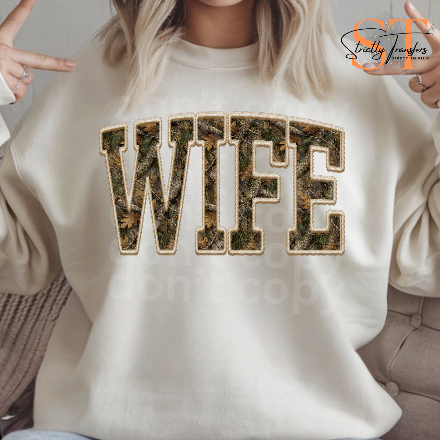 Camo Wife Direct to Film Transfers