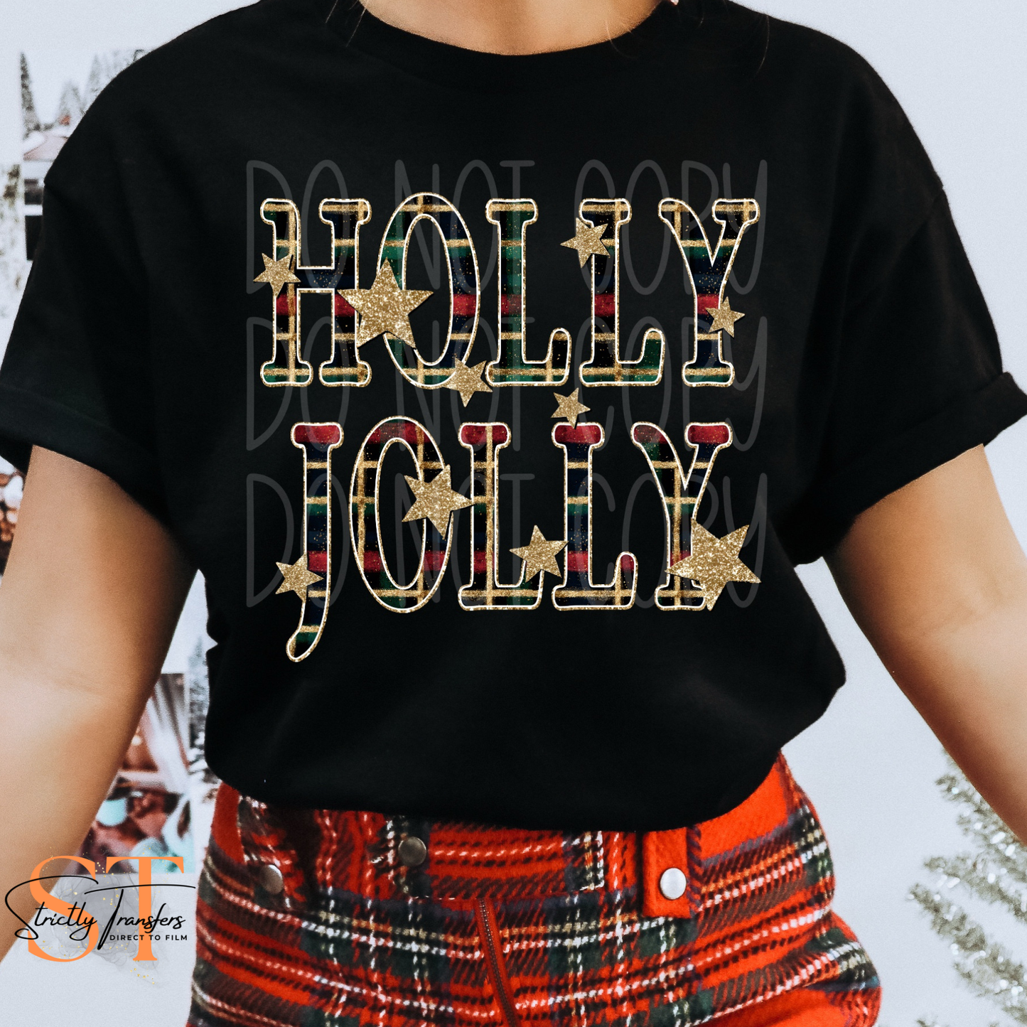 Holly Jolly Gold Stars Direct to Film Transfers