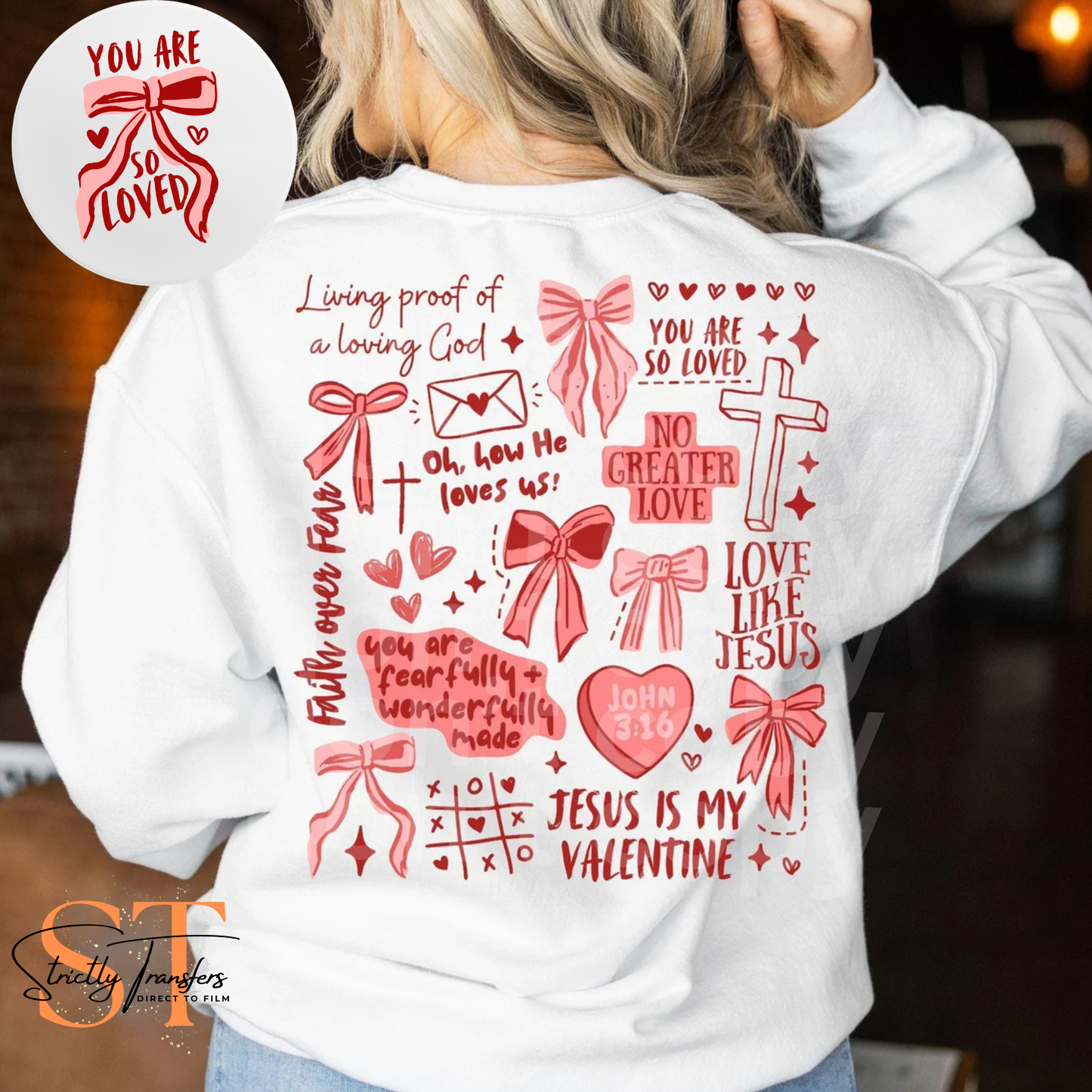 Christian Valentine Collage - pocket detail included Direct to Film Transfers