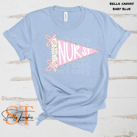 Nurse Pink Flag Direct to Film Transfers