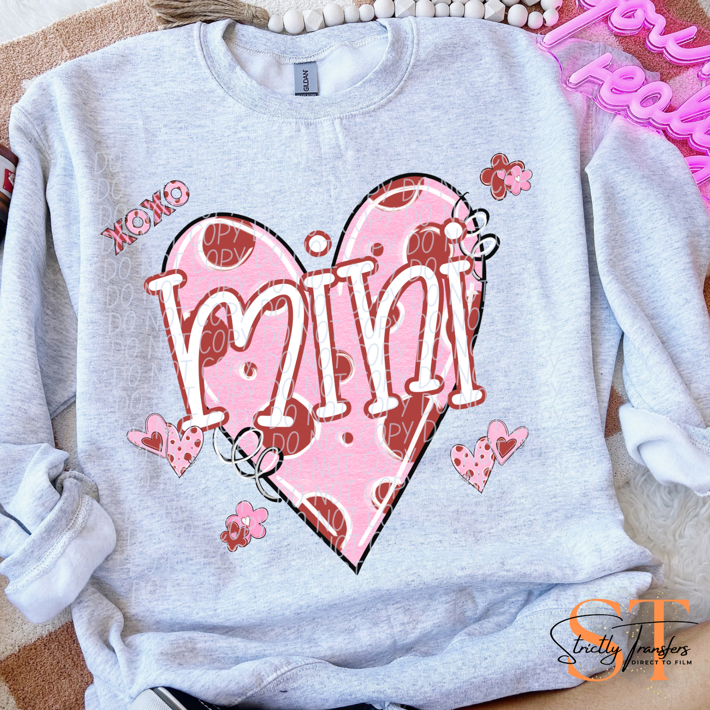 Valentine Heart Names- 11 options Direct to Film Transfers