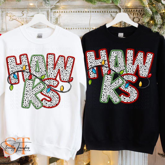 Hawks Christmas Lights Direct to Film Transfers